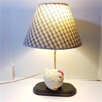 Lamp w/Gingham Shade w/Chicken - Not attached