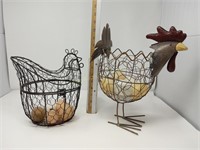 (2) Wire Chicken Egg Baskets