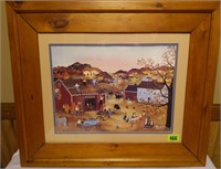 Barn Painting Scene Signed by Will Moses