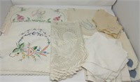 (4) Embroidered Table Runners, (1) Lace Valance,