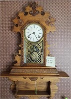 The E. Ingraham Co. Antique Wind Up Clock & Shelf