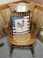 Cane Seat Rocking Chair & Pillow