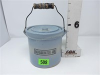 Blue Stoneware Refrigerator Jar w/Handle
