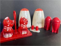 Vintage Red Cats, Rockets & Plas-Tex Salt & Peppe