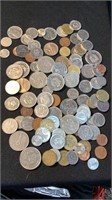 Foreign coins pence Francs Canada +