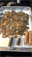 Hundreds of wheat pennies