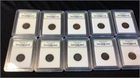 10 Indian Head Pennies 1858-1909
