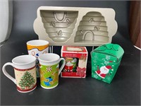 Beehive Cake Pan, Christmas Mugs, Food Containers