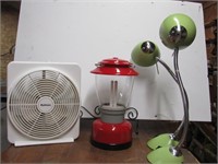 A Fan, A Lantern & 2 Desk Lamps
