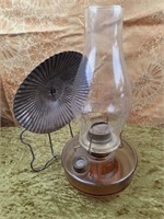 ANTIQUE KEROSENE LAMP WITH HEAT SHIELD