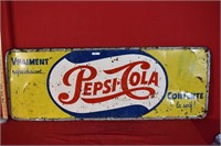 Enseigne Pepsi-Cola / 17 1/4 x 47 1/4