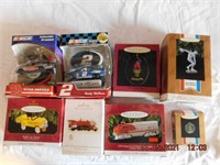 8 misc Ornaments inc Keepsake + Nascar