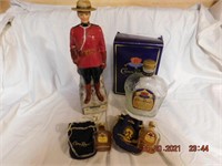 Canadian Mist Decanter and Crown Royal Bottles