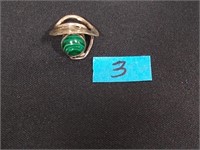 Sterling silver Malachite signed ring SZ 3