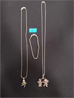 2-Sterling Silver necklaces & bracelet