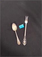 Sterling silver pickle fork 11.8 grams & PLT spoon