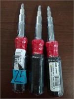 3pc. 11 in 1 cushion grip screwdrivers.