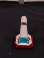 Sterling silver Amethyst & Peridot Ring & Earrings