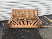 Wooden Slatted Porch Swing