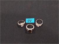 Sterling Silver Smokey Quartz Ring & 2 other Rings
