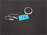 Sterling silver Amethyst Ring & Earring set