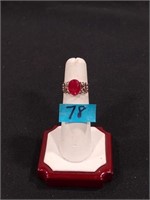 Sterling Silver 925 Red Stone ring  sz6