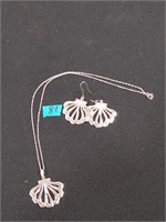 Sterling Silver Earring Necklace Set 17 Grams