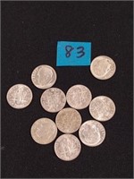 10 Silver Dimes 1950' & 1960"s