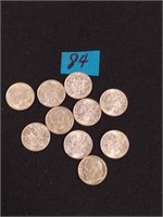 10 Silver dimes 1902-1960's