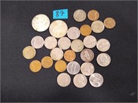 Mixed Coin Lot wheat pennies Kenneday half dollar