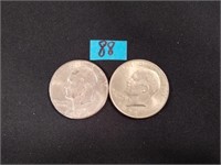 2 Silver dollars 1971 & 1972  Eisenhower