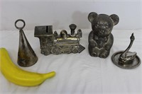 Silverplate Locomotive, Teddy Bear, Bell, Swan
