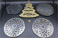 Collection Five Silverplate & Brass Trivets