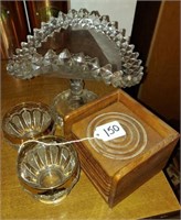 LEAD GLASS FRUIT BOWL AND COASTERS