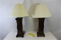 Pair of Vintage Alabama Lamps Wood Table Lamps