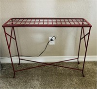 Wrought Iron Red Sofa Table/28.5”H,36”W,12”D