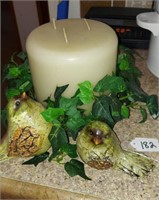 THREE WICK CANDLE AND BIRDS DECOR