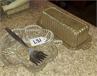 VINTAGE BUTTER DISH AND CHEESE PLATE