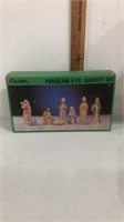 Porcelain 9 piece nativity set in original box