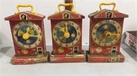 Lot of 3 1968 fisher price teaching clocks