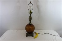 Vintage Amber Glass Globe Table Lamp