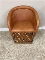 Vintage Equipale Leather Barrel Chair/33"H,27"W,24
