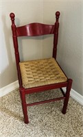Vintage Red Chair w/ Rattan Seat 36"H, 16"W.17"D