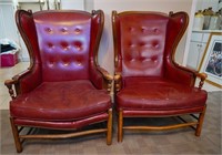 Pair of ladder back wingback chairs