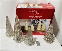 Holiday Mercury Glass Trees LED Lights w/ Remote