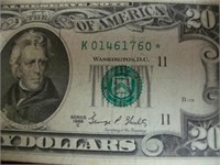 1969C $20 STAR NOTE Fr#2070K*:Partial Teller Stamp