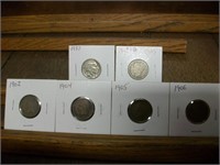 1902,04,05,06 Indians 1912D & 1937 Nickels