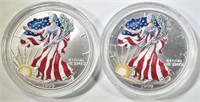 2-1999 COLORIZED SILVER EAGLES IN CAPSULES