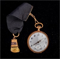 Jewelry Antique Pocket Watch W/ Elks Tooth Fob