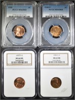 LOT OF 4 GRADED LINCOLN CENTS: